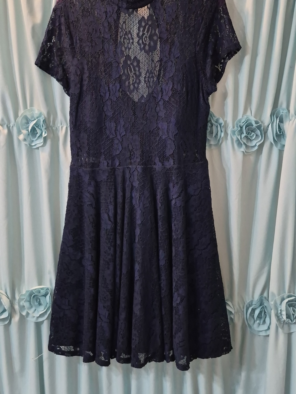 City Triangles juniors Blue lace 2fer flowy dress Sz 13